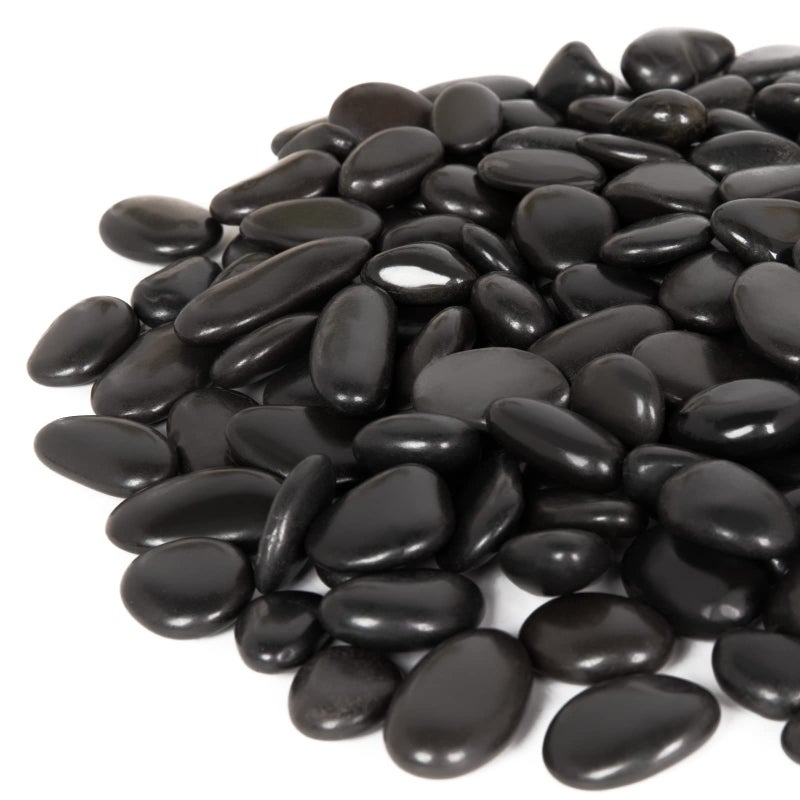 GASPRO 8lb Black River Rocks for Plants, Vases, 1 to 2 Inch Decorative Pebbles for Pots Indoor, High Polished - Image 1